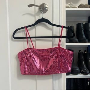 H&M pink sequin bra crop top